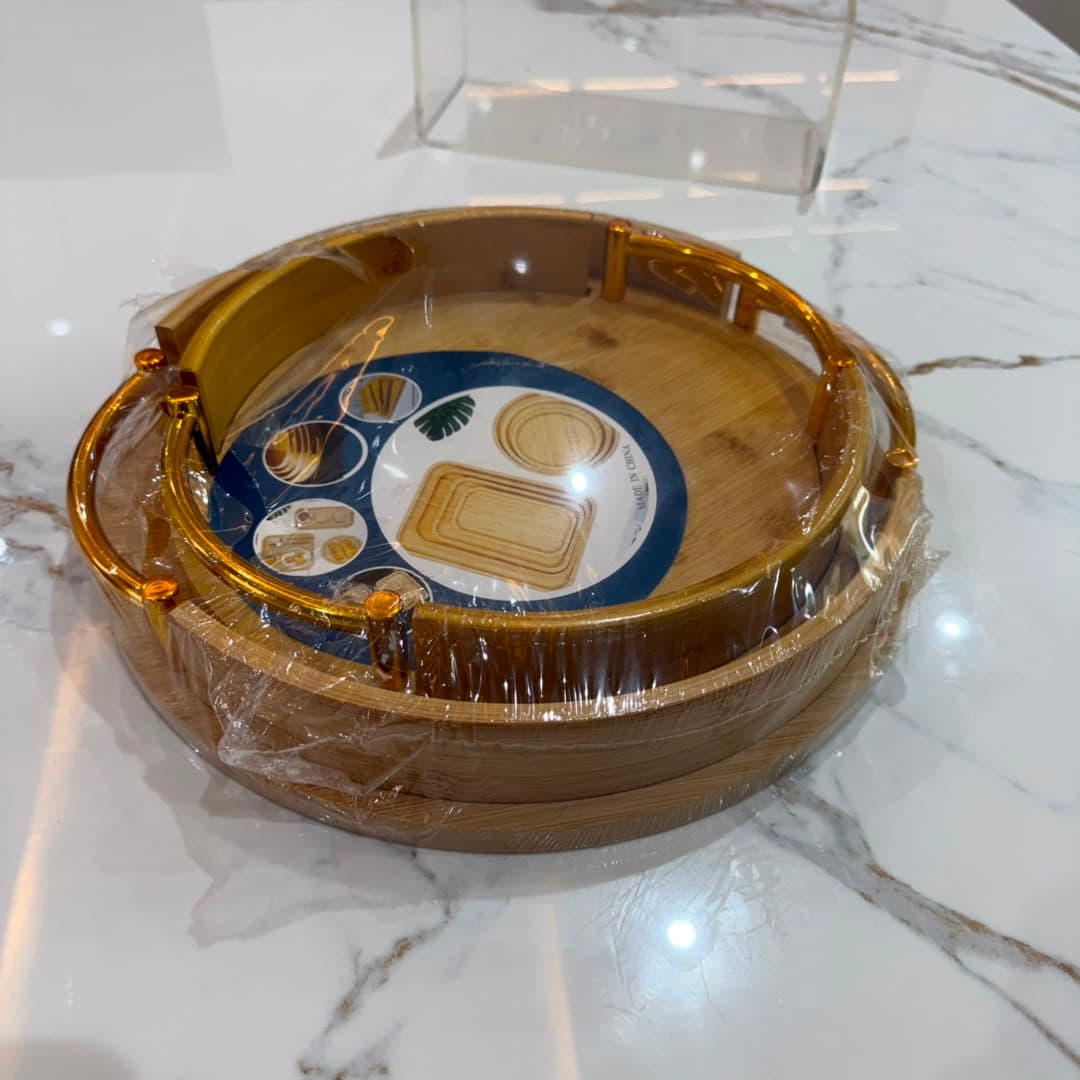 2 pcs Bamboo Serving Tray — image 1